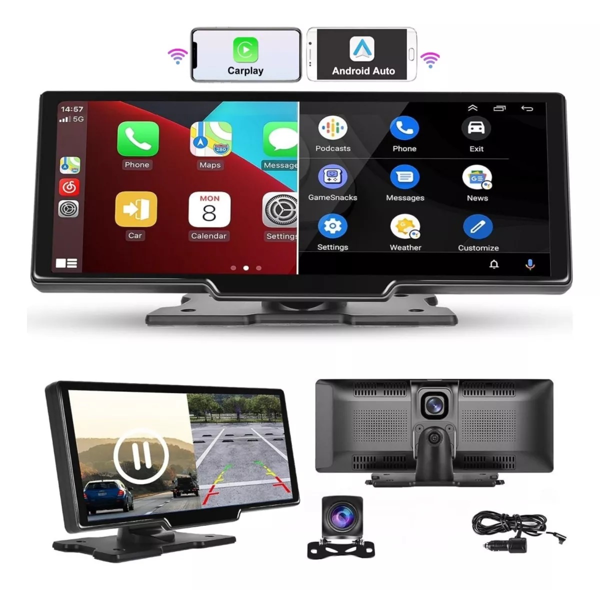 MONITOR 10.6  CARPLAY - ANDROID AUTO DOBLE CAMARA